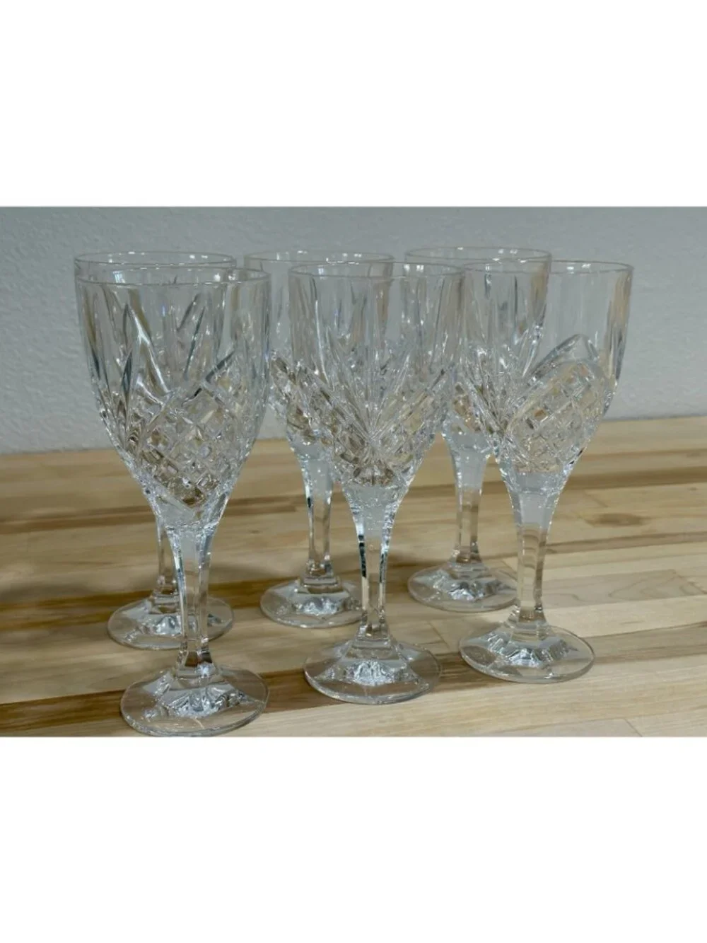 Set Of 6 DUBLIN Shannon by Godinger Crystal Water Goblets Wine Glasses 8” Tall